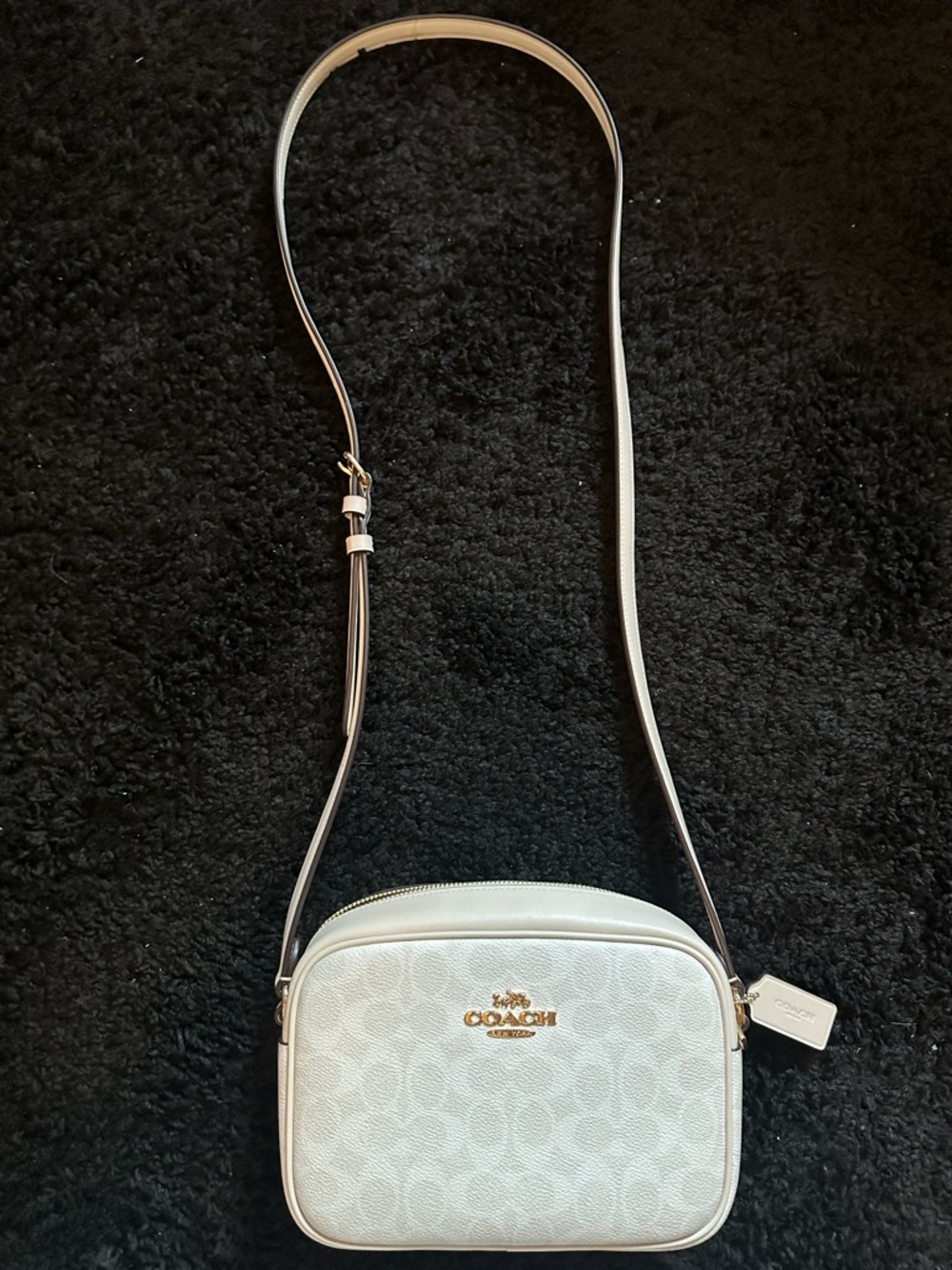 Coach mini Jamie Camera bag White Pebbled Leather Crossbody with Gold Logo - Picture 2 of 9